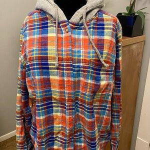 Time and Tru Women's Plaid Flannel Hoodie Multicolor Plus Size XXXL (22)
